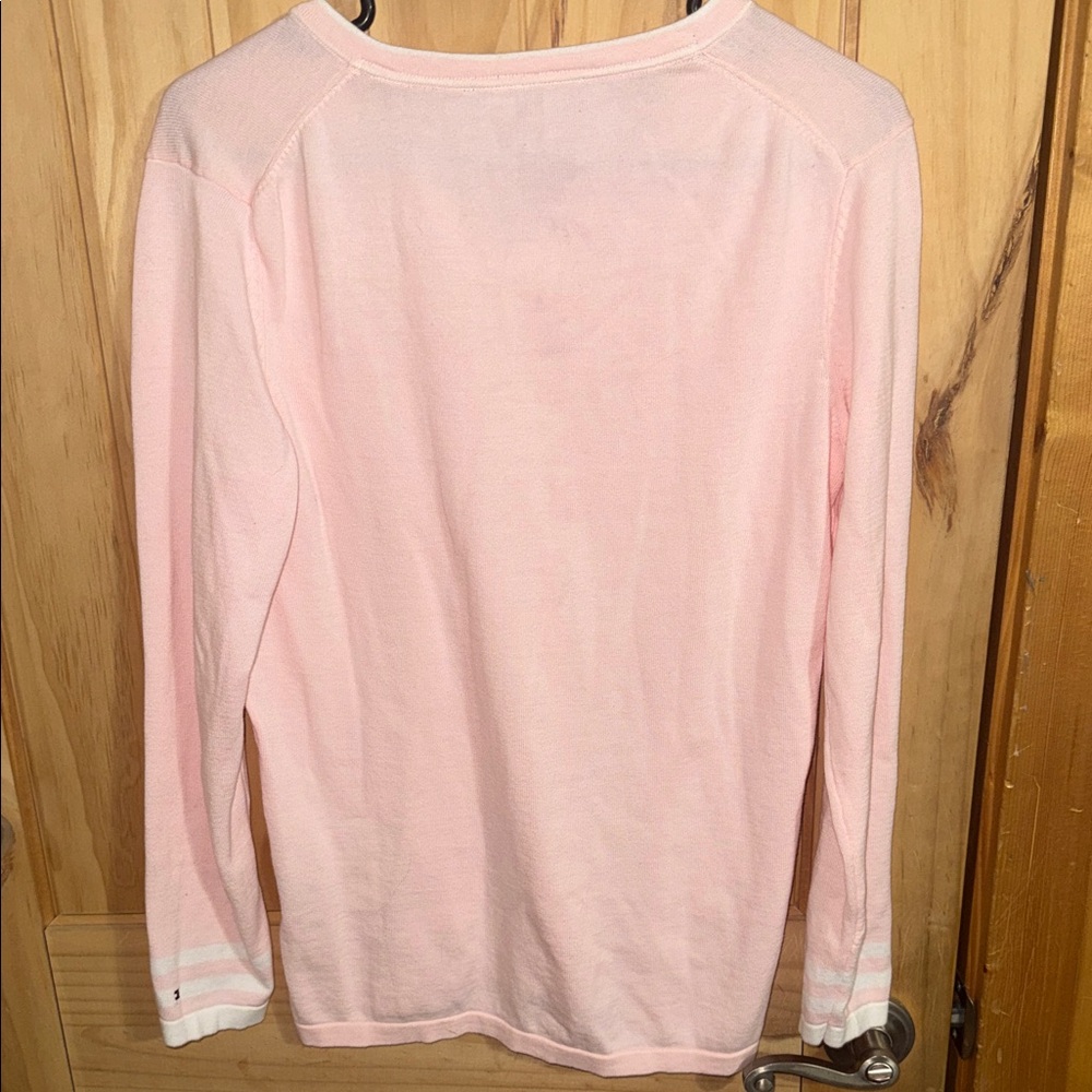 Tommy Hilfiger Light Pink V-Neck Long Sleeve Top - Picture 4 of 5